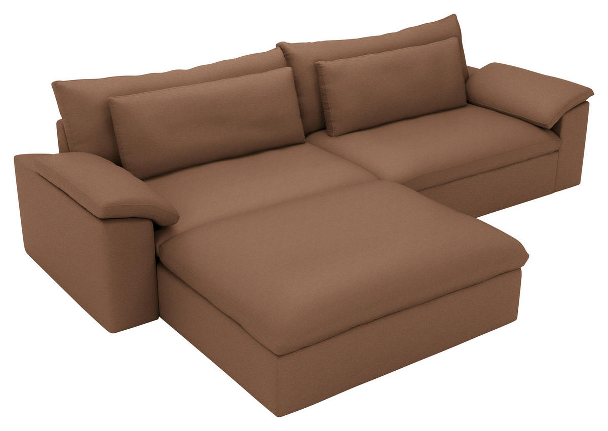 ECKSOFA  Chenille Altrosa  - Schwarz/Altrosa, Modern, Kunststoff/Textil (198/306cm) - Carryhome