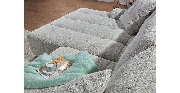 Ecksofa mit Funktion Greige Flachgewebe Zierkissen, Rückenkissen, Bettkasten, Schlaffunktion, Rücken echt, Liegefläche im Originalstoff  - Greige/Schwarz, KONVENTIONELL, Kunststoff/Textil (190/277cm) - Carryhome