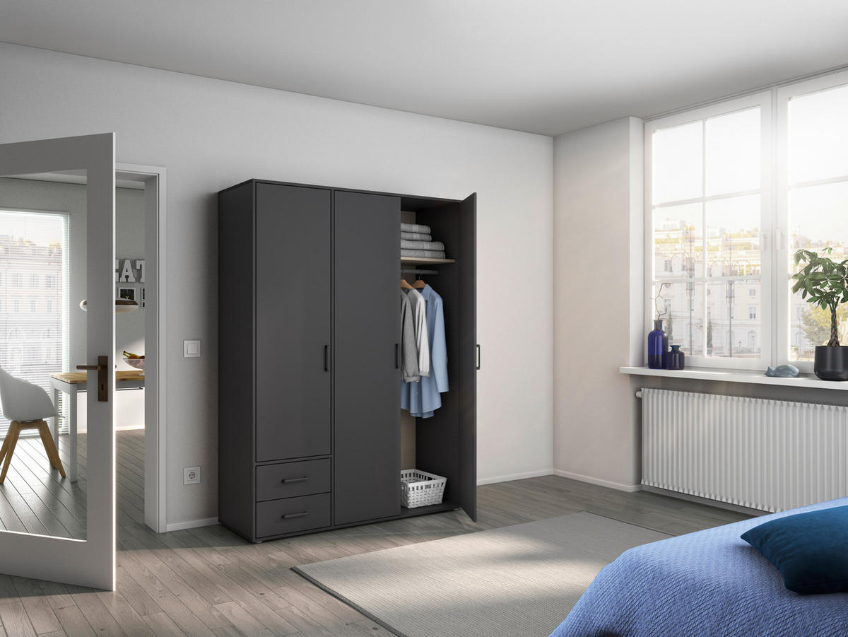 DREHTÜRENSCHRANK in Grau  - Grau, Modern, Holzwerkstoff/Kunststoff (140/194/53cm) - Rauch Möbel