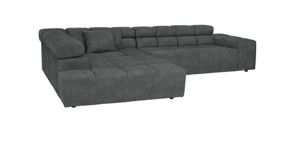 ECKSOFA Grau Velours  - Schwarz/Grau, Design, Kunststoff/Textil (213/317cm) - Hom`in