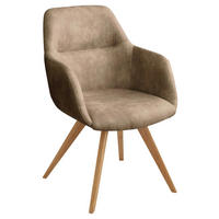 ARMLEHNSTUHL  in Flachgewebe  - Eichefarben/Beige, Design, Holz/Textil (57/85,5/65cm) - Voleo