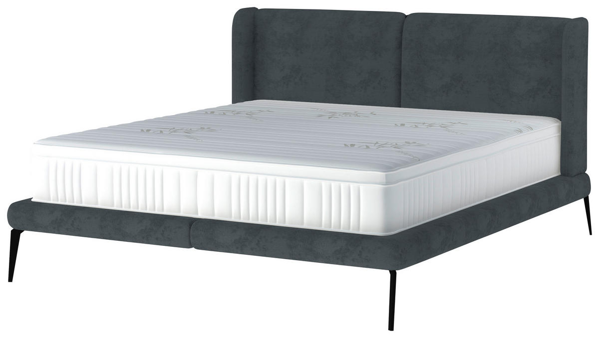 Polsterbett inkl. Matratze 180/200 cm  in Grau, Blau  - Blau/Weiss, Modern, Textil/Metall (180/200cm) - Livetastic