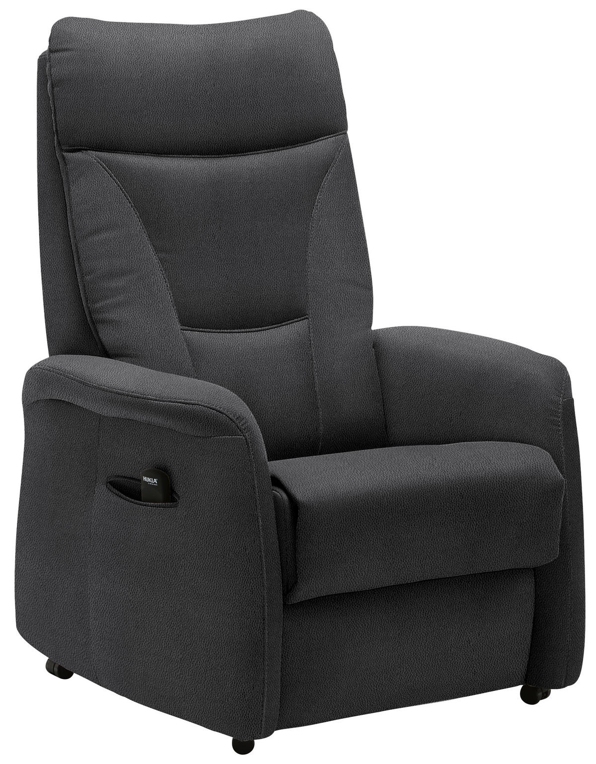 FERNSEHSESSEL  mit Relaxfunktion, Aufstehhilfe Mikrofaser Dunkelgrau  - Dunkelgrau/Schwarz, KONVENTIONELL, Textil (78/108/90cm) - Hukla