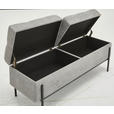 HOCKERBANK 121/47/41 cm Samt, Vliesstoff Grau, Schwarz  - Schwarz/Grau, Trend, Textil/Metall (121/47/41cm) - Xora