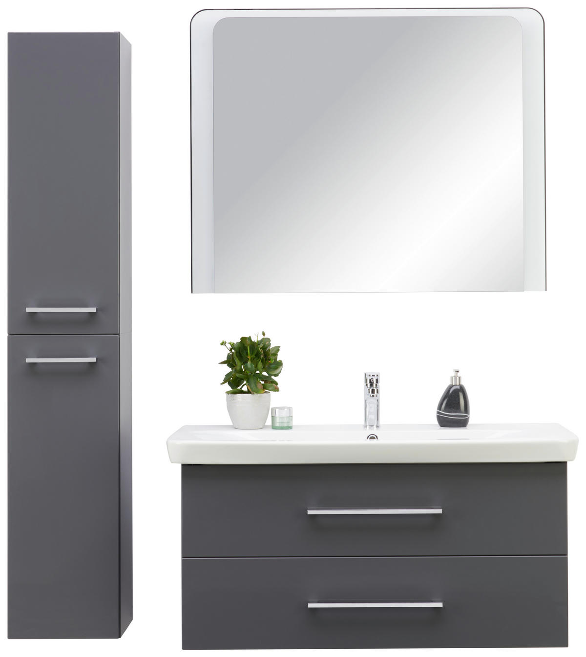 BADEZIMMER  in 107,5 cm  - Anthrazit/Weiß, MODERN, Glas/Keramik (107,5cm) - Voleo