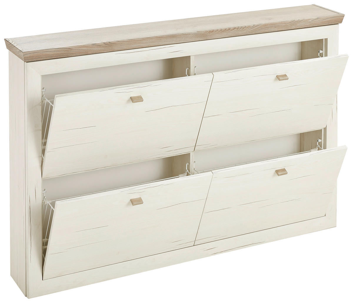 FALI CIPŐSSZEKRÉNY 140/92/22,5 cm  - nikkel/fehér, Lifestyle, faalapú anyag/fém (140/92/22,5cm) - Hom`in