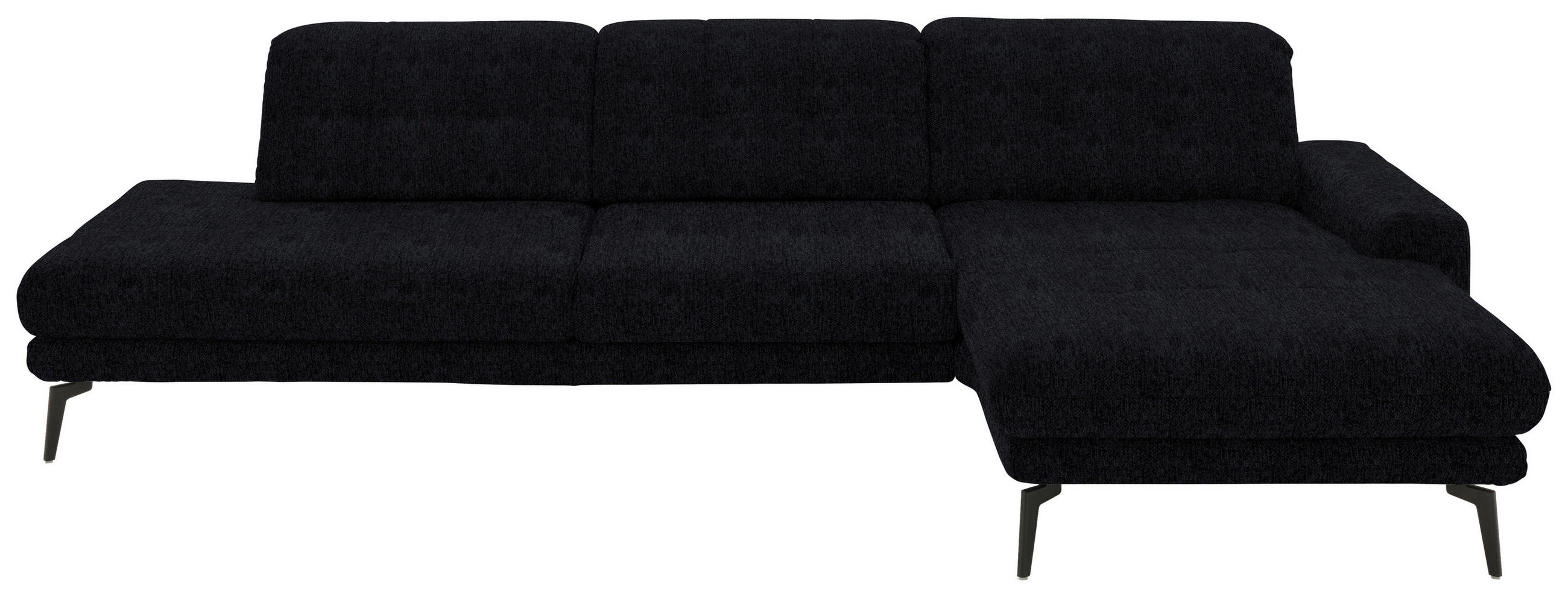 ECKSOFA in Flachgewebe Dunkelblau  - Schwarz/Dunkelblau, Design, Textil/Metall (309/190cm) - Beldomo Style