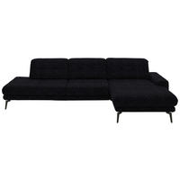 ECKSOFA in Flachgewebe Dunkelblau  - Schwarz/Dunkelblau, Design, Textil/Metall (309/190cm) - Beldomo Style
