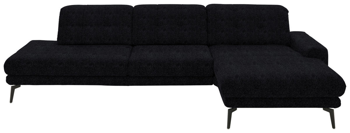 ECKSOFA in Flachgewebe Dunkelblau  - Schwarz/Dunkelblau, Design, Textil/Metall (309/190cm) - Beldomo Style