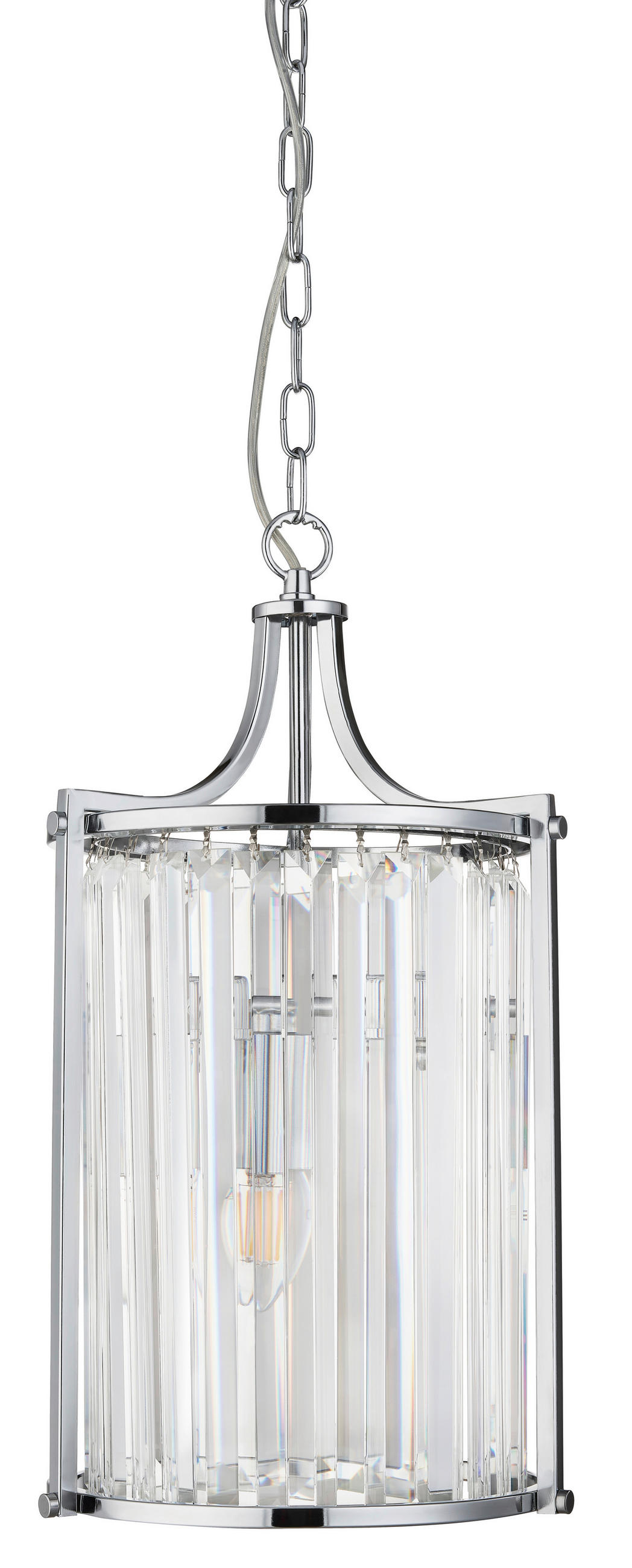 KRISTALL-HÄNGELEUCHTE 26/150 cm   - Chromfarben, Design, Glas/Metall (26/150cm)