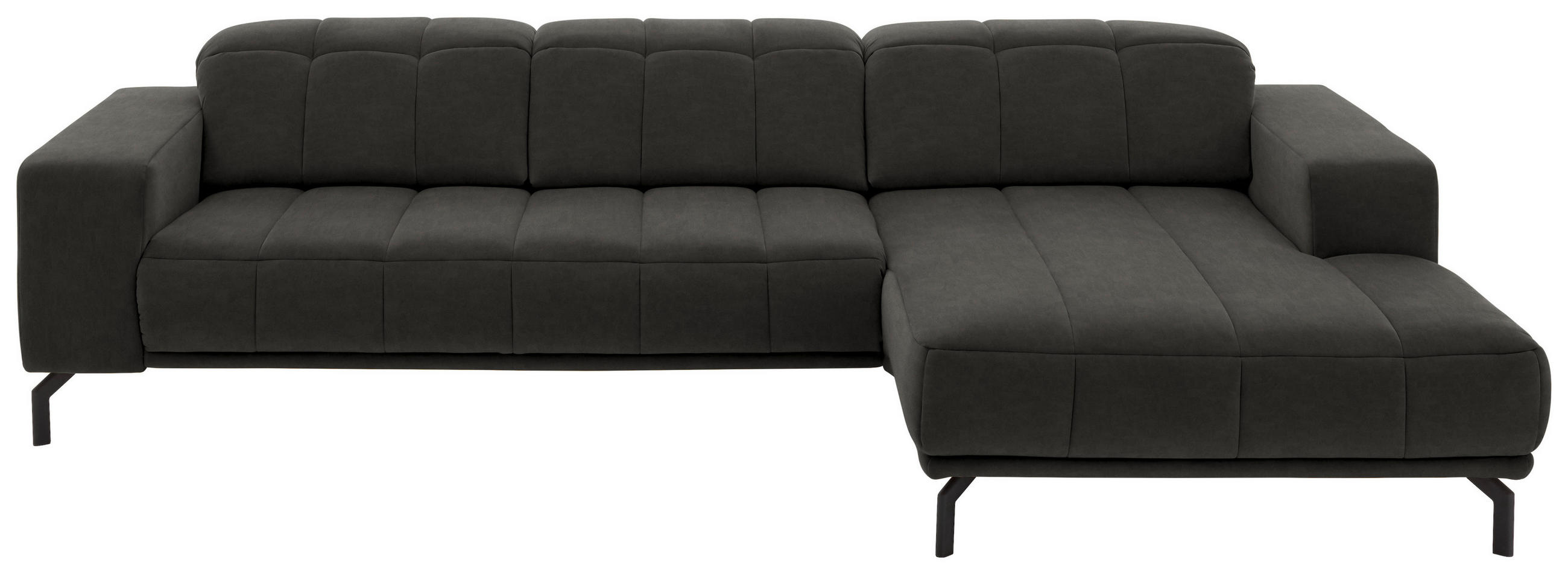 ECKSOFA in Velours Grau  - Schwarz/Grau, Design, Textil/Metall (293/195cm) - Beldomo Style