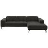 ECKSOFA in Velours Grau  293/195 cm  - Schwarz/Grau, Design, Textil/Metall (293/195cm) - Beldomo Style