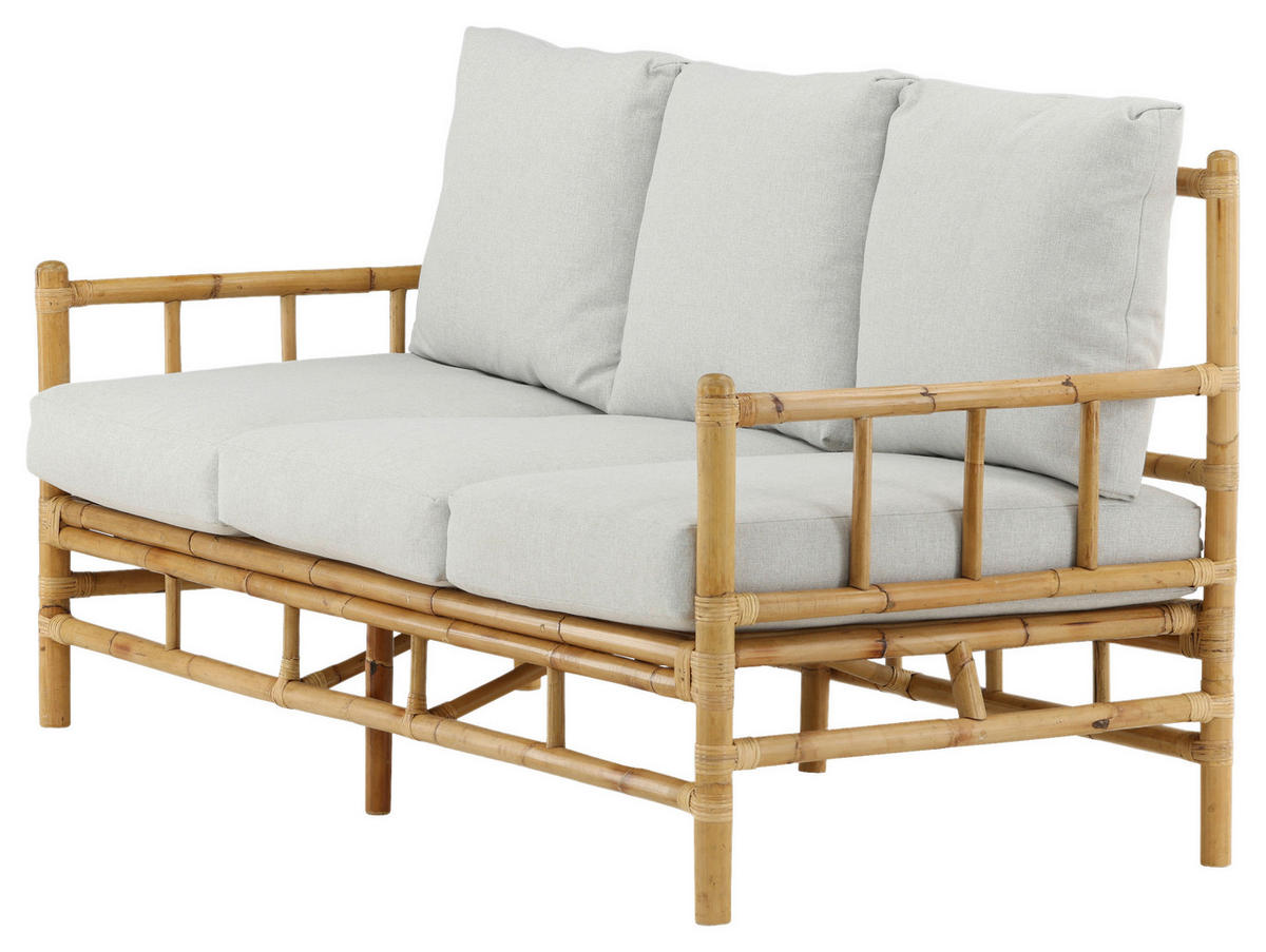 LOUNGESOFA 180/88/77 cm Bambus, Rattan  - Hellbraun/Creme, KONVENTIONELL, Holz/Textil (180/88/77cm) - Gardenson