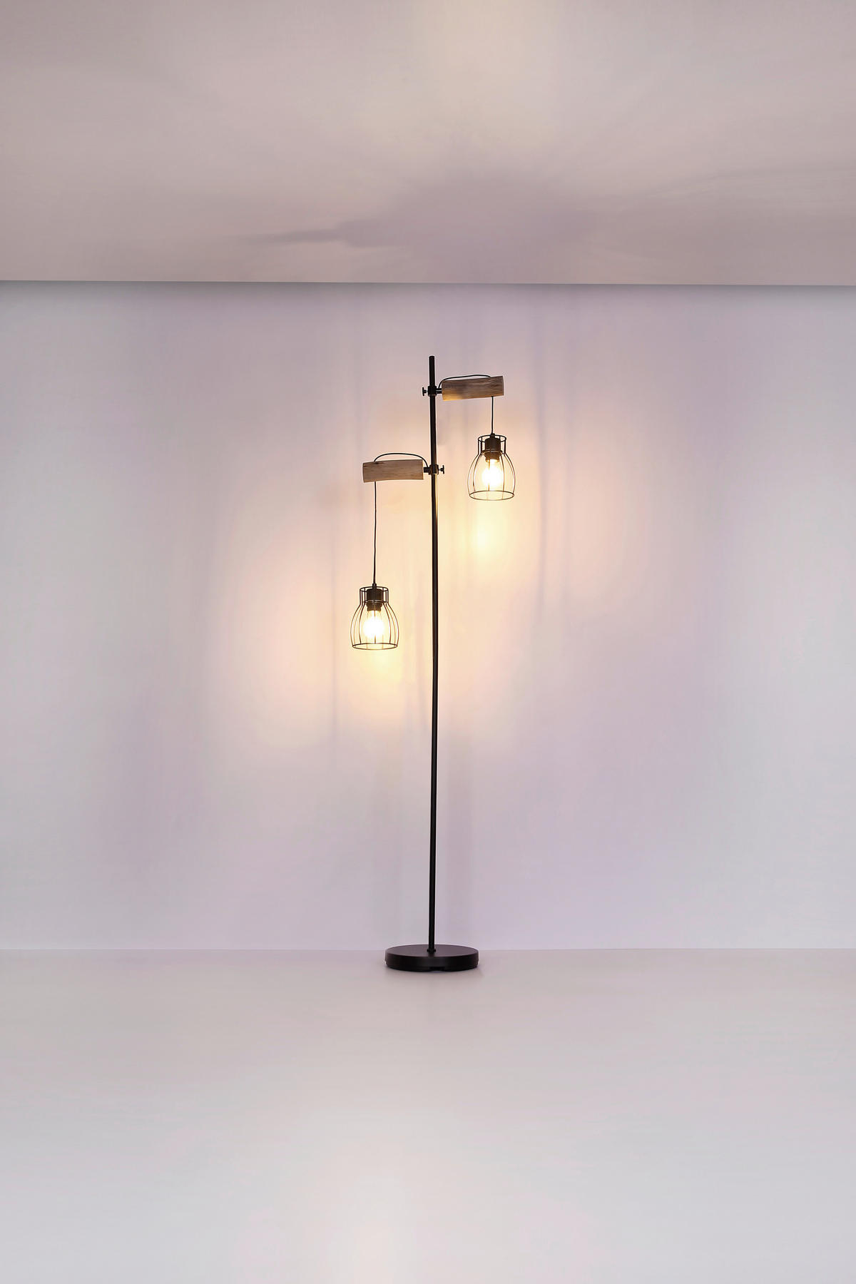 STEHLEUCHTE - Schwarz/Naturfarben, Design, Holz/Metall (47/168cm) - Marama