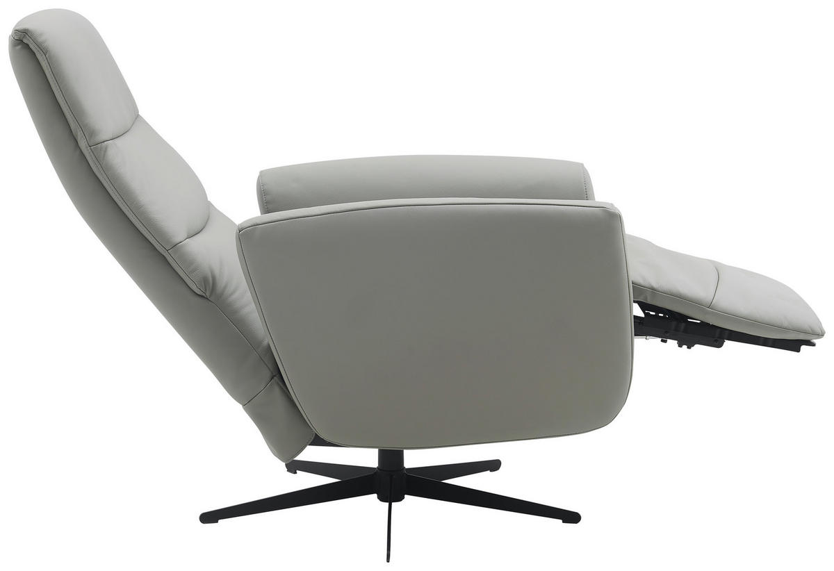 RELAXAČNÉ KRESLO, textil, koža, sivá - čierna/sivá, Design, kov/koža (76/104/77cm) - Livetastic