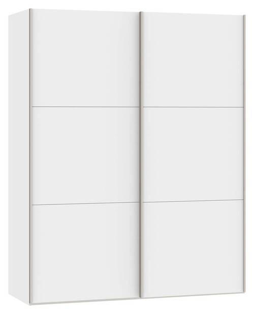 SCHWEBETÜRENSCHRANK 203/195/65 cm 2-türig Weiß  - Edelstahlfarben/Weiß, Design, Holzwerkstoff (203/195/65cm) - Boxxx