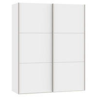 SCHWEBETÜRENSCHRANK 203/195/65 cm 2-türig Weiß  - Edelstahlfarben/Weiß, Design, Holzwerkstoff (203/195/65cm) - Boxxx