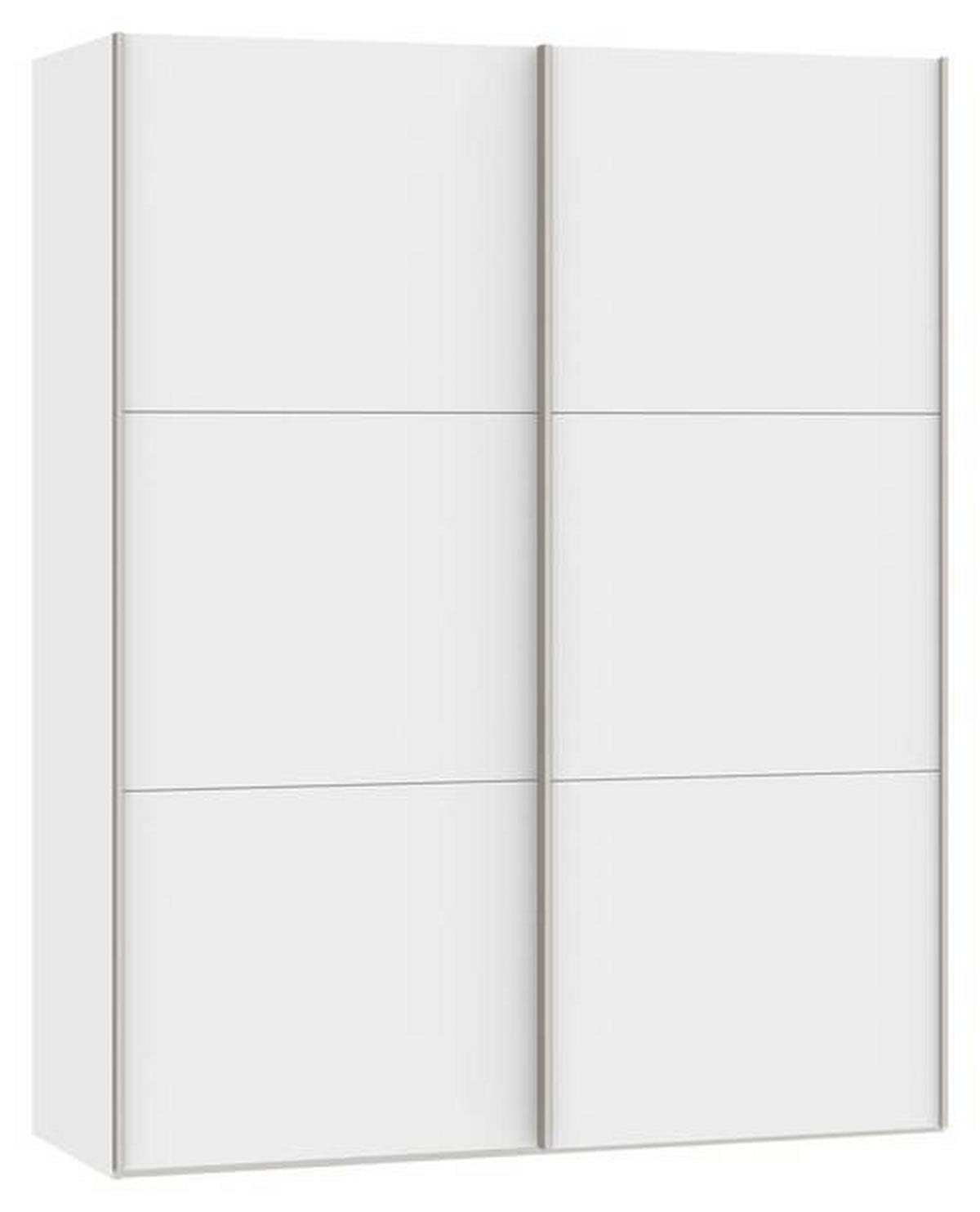 SCHWEBETÜRENSCHRANK 203/195/65 cm 2-türig Weiß  - Edelstahlfarben/Weiß, Design, Holzwerkstoff (203/195/65cm) - Boxxx