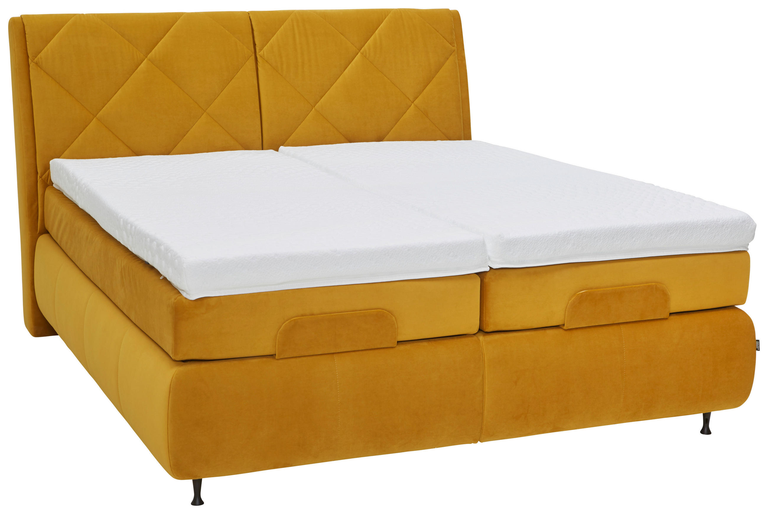 BOXSPRINGBETT 180/200 cm in Gelb - Gelb/Schwarz, KONVENTIONELL, Textil/Metall (180/200cm) - Dieter Knoll