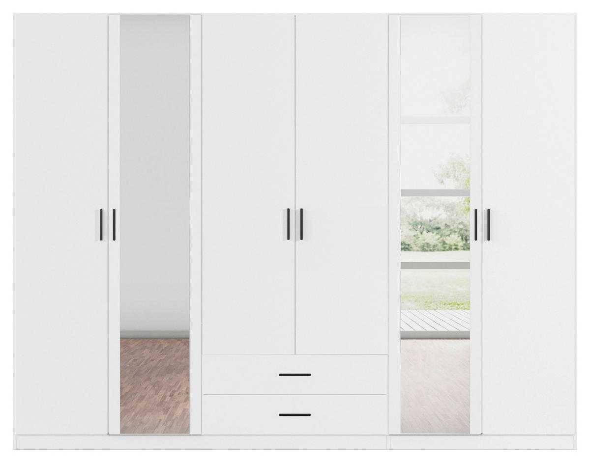 KLEIDERSCHRANK 271/210/54 cm 6-türig Weiß  - Weiß/Grau, KONVENTIONELL, Holzwerkstoff/Kunststoff (271/210/54cm) - Rauch Möbel