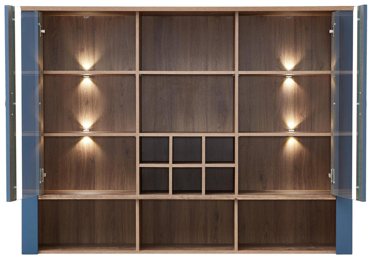 BUFFETAUFSATZ 163/122/38 cm   - Blau/Eichefarben, Lifestyle, Holzwerkstoff/Metall (163/122/38cm) - MID.YOU