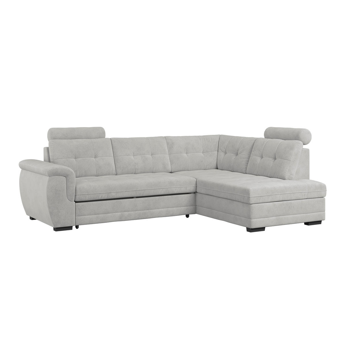 ECKSOFA  Mikrofaser, Struktur Silberfarben  - Silberfarben/Schwarz, Konventionell, Kunststoff/Textil (251/183cm) - MID.YOU