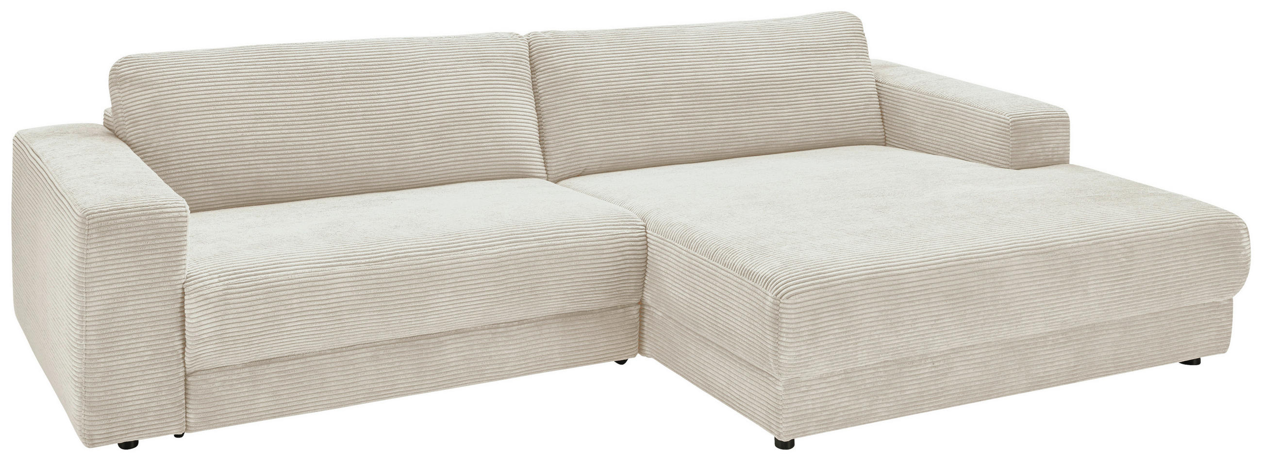 ECKSOFA in Cord Naturfarben  - Schwarz/Naturfarben, Design, Kunststoff/Textil (296/168cm) - Pure Home Lifestyle