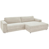 ECKSOFA inkl. Relaxfunktion Naturfarben Cord  - Schwarz/Naturfarben, Design, Kunststoff/Textil (296/168cm) - Pure Home Lifestyle