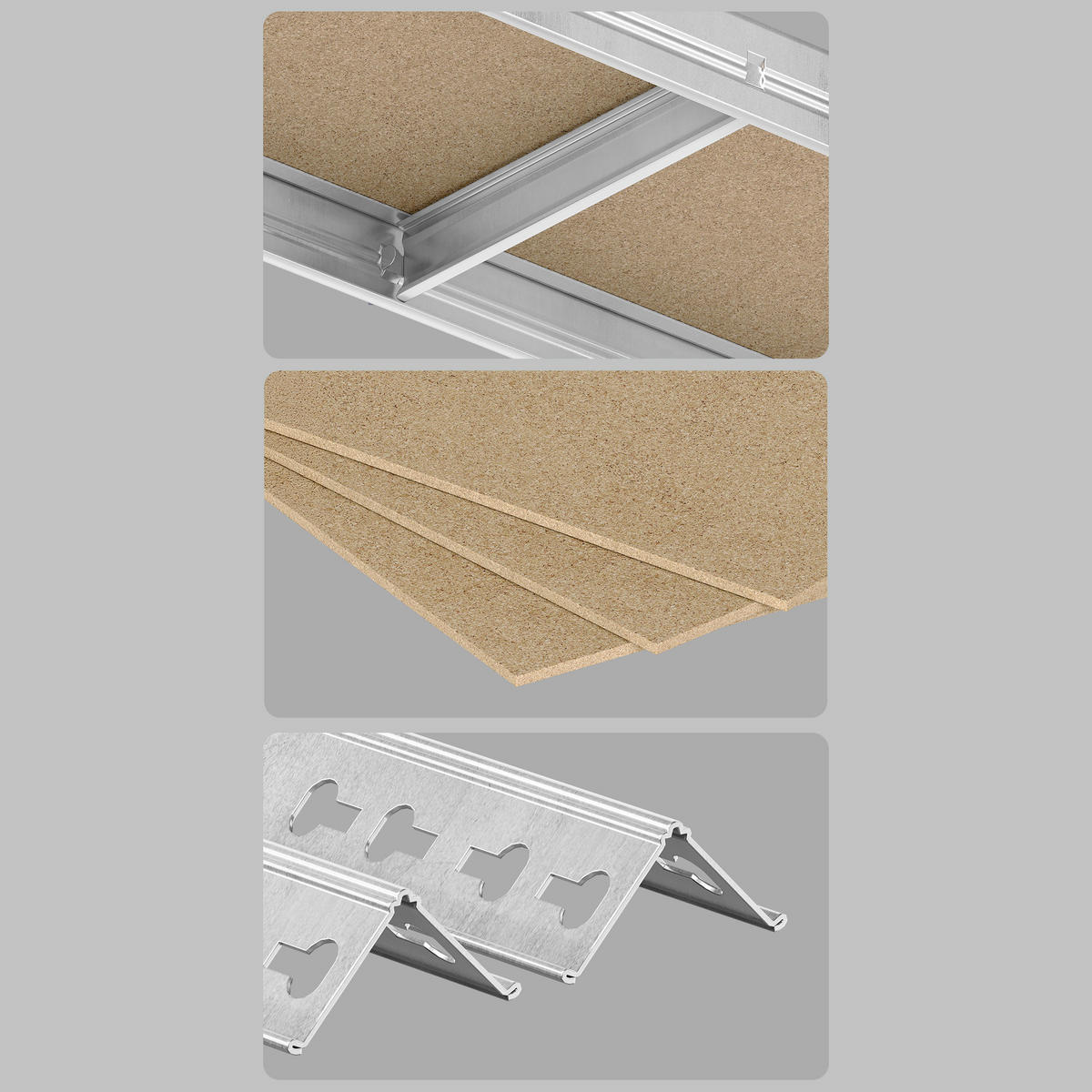 REGALELEMENT Silberfarben, Hellgrau, Hellbraun  - Hellbraun/Silberfarben, Trend, Holzwerkstoff/Kunststoff (90/180/40cm) - Boxxx