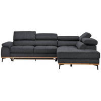 ECKSOFA in Webstoff Dunkelgrau  282/226 cm  - Dunkelgrau/Schwarz, Natur, Holz/Textil (282/226cm) - Novel