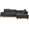 ECKSOFA in Webstoff Dunkelgrau  - Dunkelgrau/Schwarz, Natur, Holz/Textil (282/226cm) - Novel