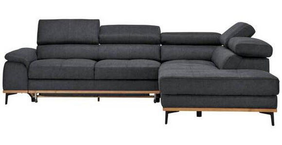 ECKSOFA in Webstoff Dunkelgrau  - Dunkelgrau/Schwarz, Natur, Holz/Textil (282/226cm) - Novel