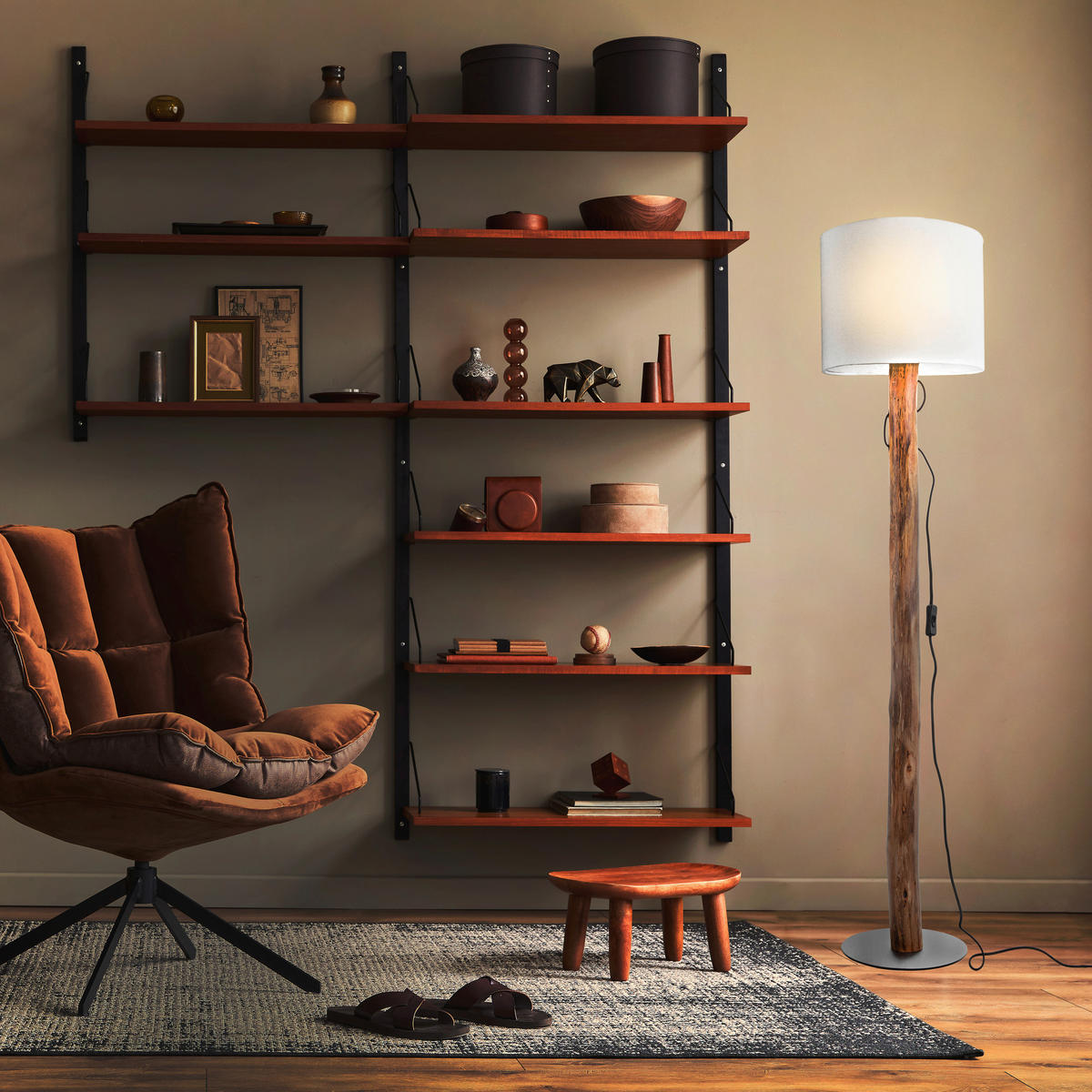 STEHLEUCHTE 30/139 cm    - Weiß/Naturfarben, Natur, Holz/Textil (30/139cm)
