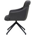 ARMLEHNSTUHL  Sitzfläche 360° drehbar, inklusive Armlehnen, automatische Rückholfunktion  Echtleder  - Schwarz, Design, Leder/Metall (62/85,5/65cm) - Dieter Knoll