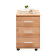 ROLLCONTAINER 40/63/60 cm  - Silberfarben/Buchefarben, Natur, Holz/Kunststoff (40/63/60cm) - Linea Natura