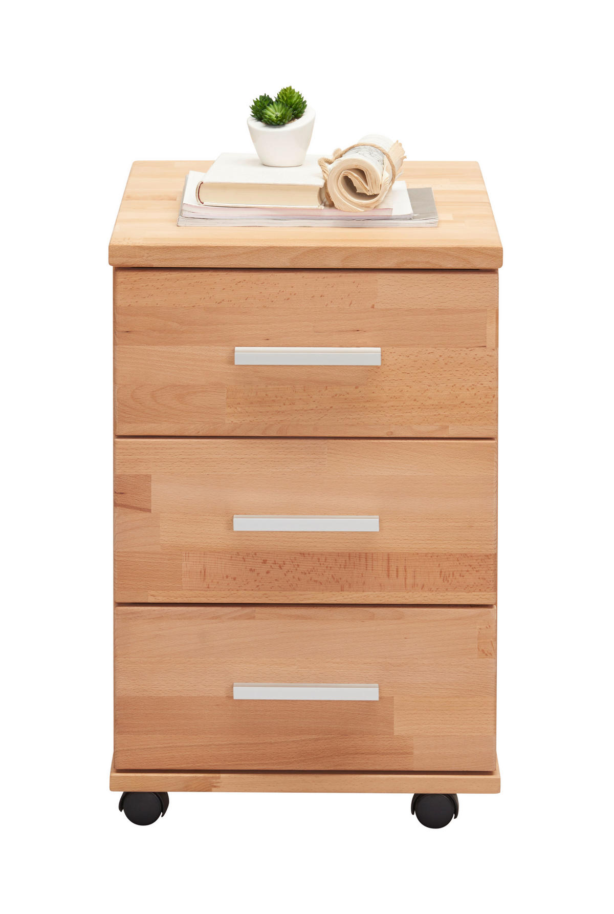 KONTAJNER NA KOLIESKACH, 40/63/60 cm - farba buka/strieborná, Natur, kov/drevo (40/63/60cm) - Linea Natura