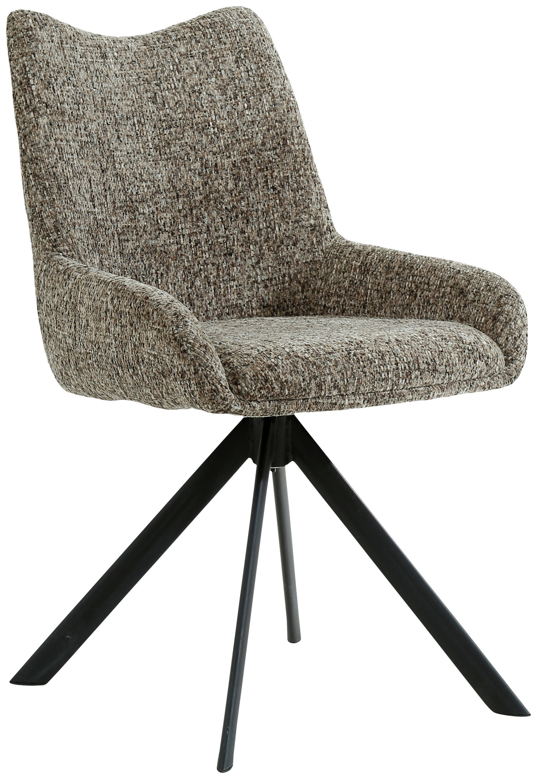 STUHL  in Eisen Chenille Metall, Textil  - Schwarz/Braun, Design, Textil/Metall (55/89/61cm) - Ambia Home