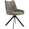 STUHL  in Eisen Chenille Metall, Textil  - Schwarz/Braun, Design, Textil/Metall (55/89/61cm) - Ambia Home