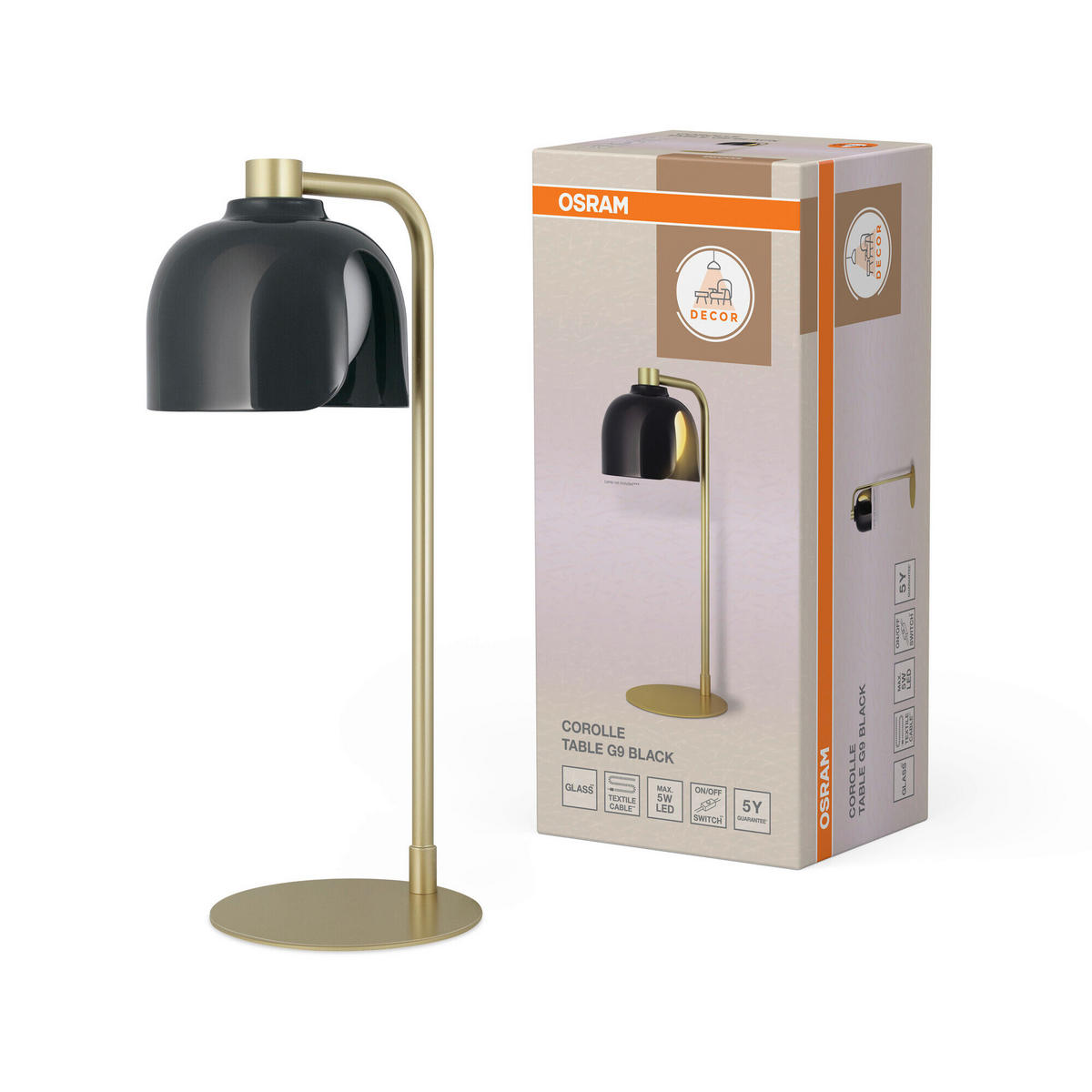 TISCHLEUCHTE 15/20/40 cm   - Schwarz, Basics, Glas/Metall (15/20/40cm) - Osram