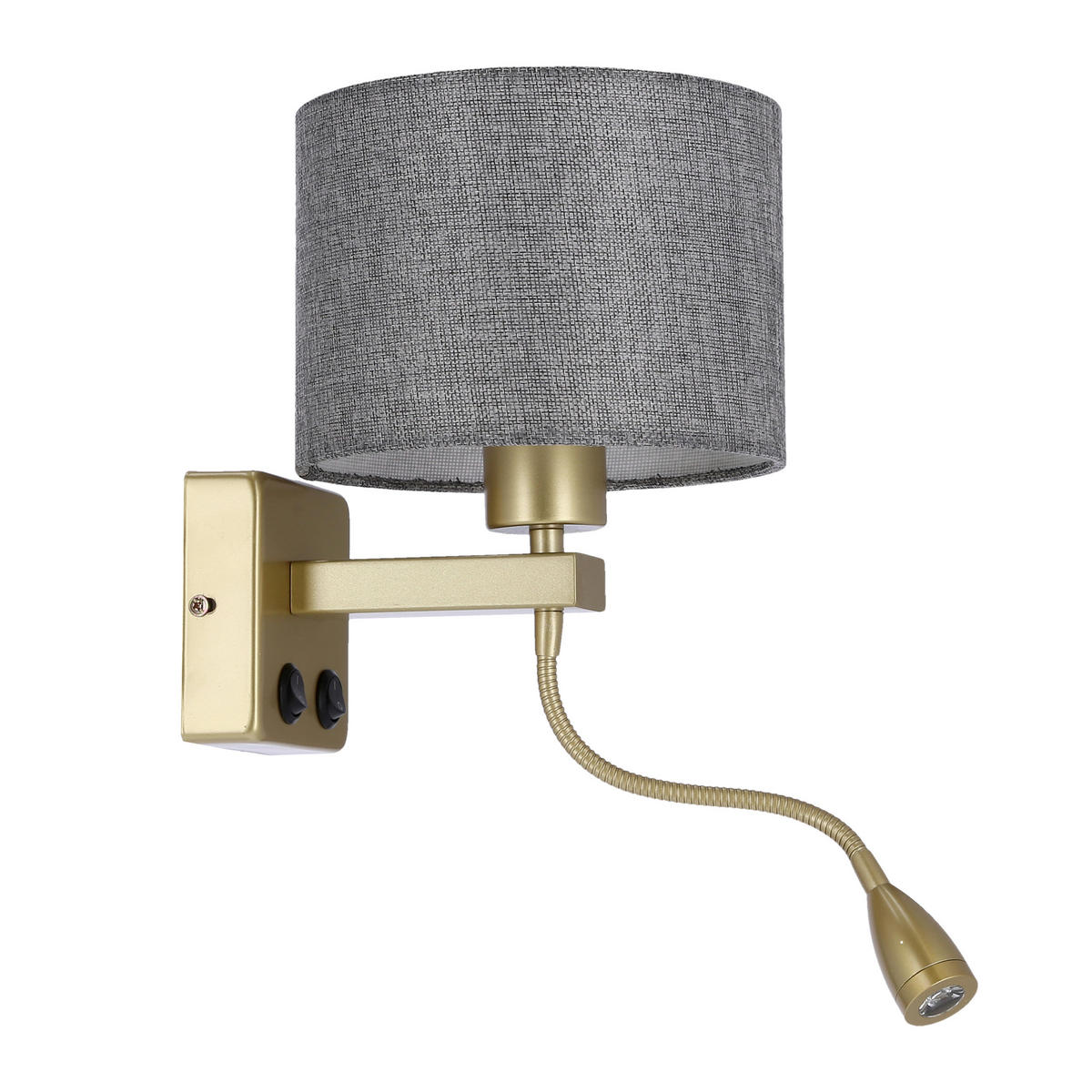 WANDLEUCHTE 18/22/44 cm   - Goldfarben/Grau, Basics, Kunststoff/Metall (18/22/44cm)