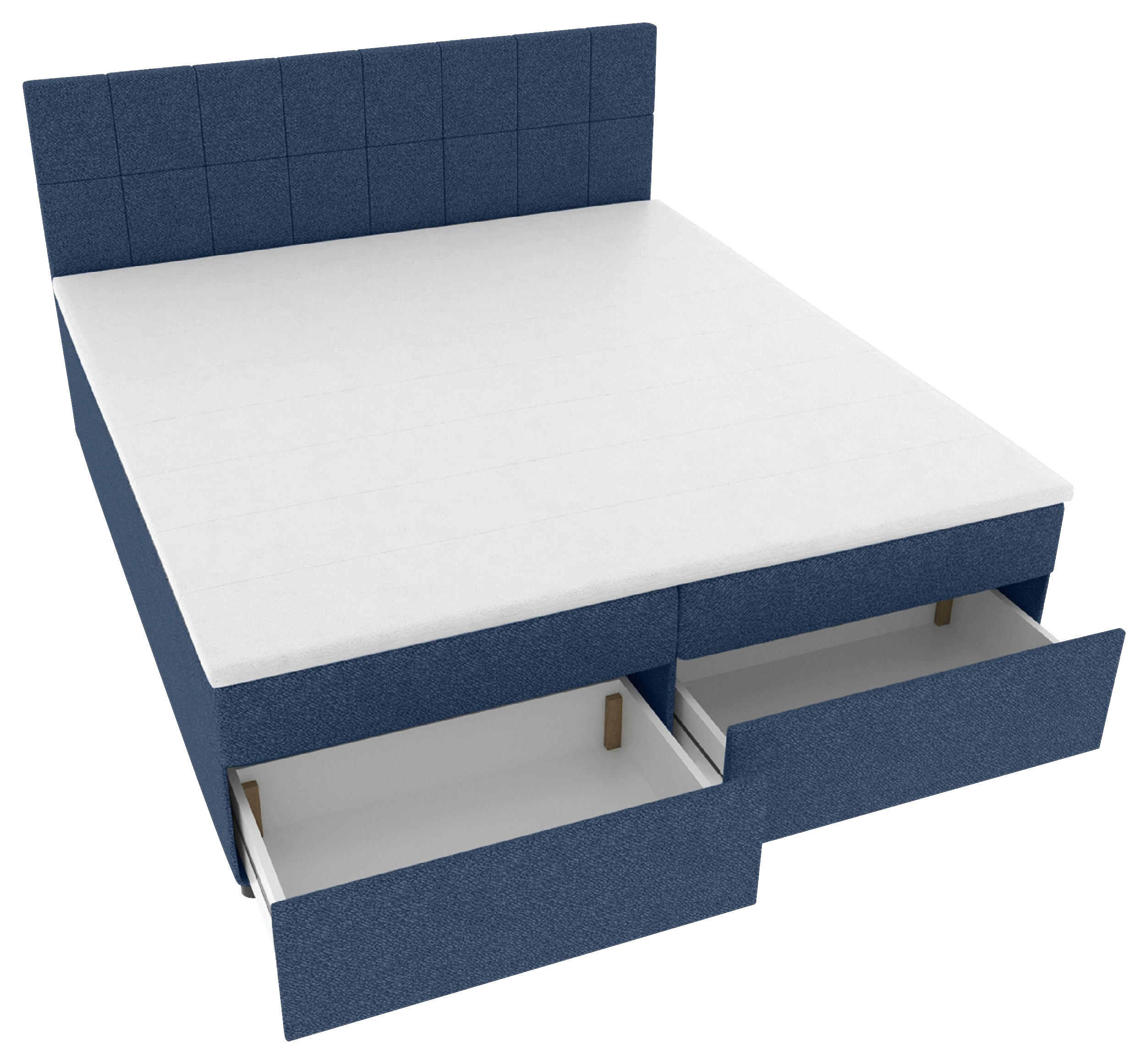 BOXBETT 160/200 cm,  in Blau, Topper, Matratzen, Bettschubladen, H3 = fest  - Blau/Schwarz, KONVENTIONELL, Kunststoff/Textil (160/200cm) - Boxxx