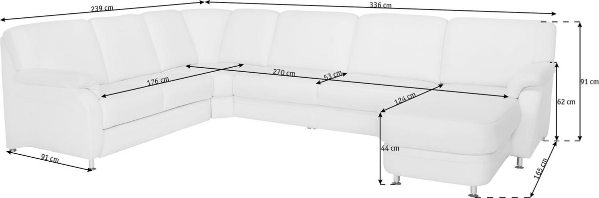 WOHNLANDSCHAFT in Echtleder Anthrazit  - Anthrazit/Alufarben, Konventionell, Leder/Metall (239/329/165cm) - Beldomo Premium