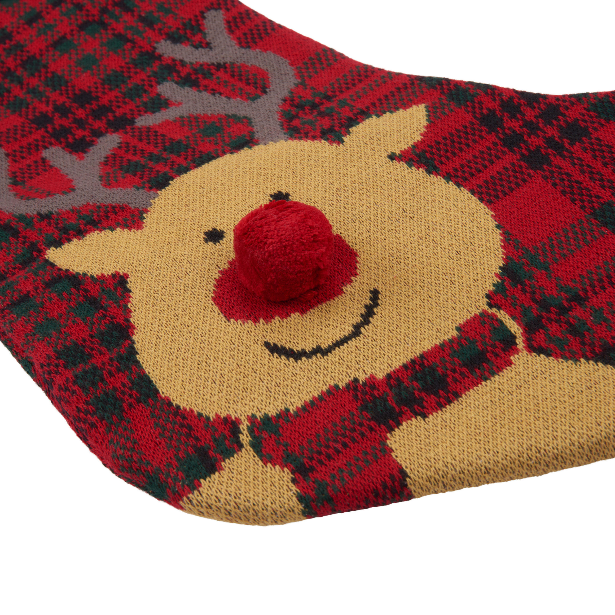 WEIHNACHTSSTRUMPF Rudolph  - Rot/Schwarz, KONVENTIONELL, Textil (20/55cm) - X-Mas