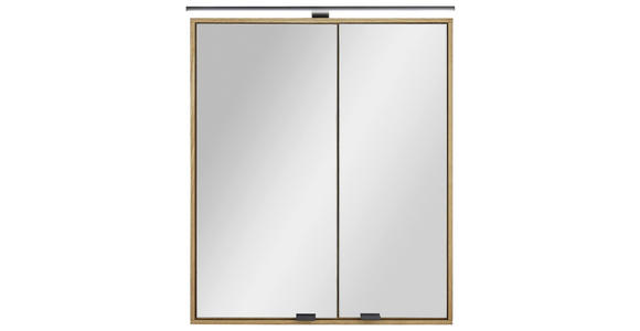 SPIEGELSCHRANK 60/70/20 cm  - Eichefarben/Schwarz, KONVENTIONELL, Glas/Holz (60/70/20cm) - Linea Natura