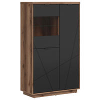 VITRINE in Schwarz, Eichefarben  - Eichefarben/Schwarz, Design, Glas/Holzwerkstoff (94/157/42,5cm)