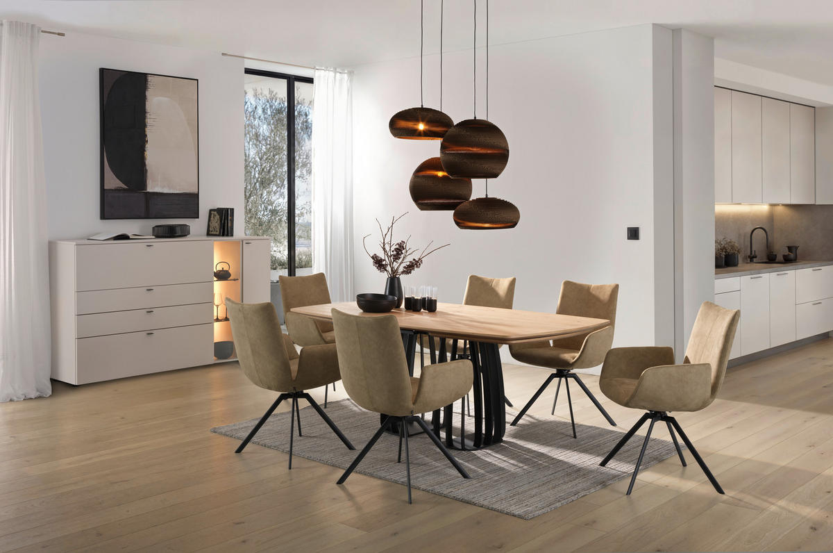 ESSTISCH 160/100/76 cm Echtholz  Holz, Metall in verschiedenen Größen erhältlich, in verschiedenen Holzarten erhältlich, in verschiedenen Holzdekoren erhältlich bootsförmig Anthrazit, Wildeiche  - Wildeiche/Anthrazit, Design, Holz/Metall (160/100/76cm) - Venjakob