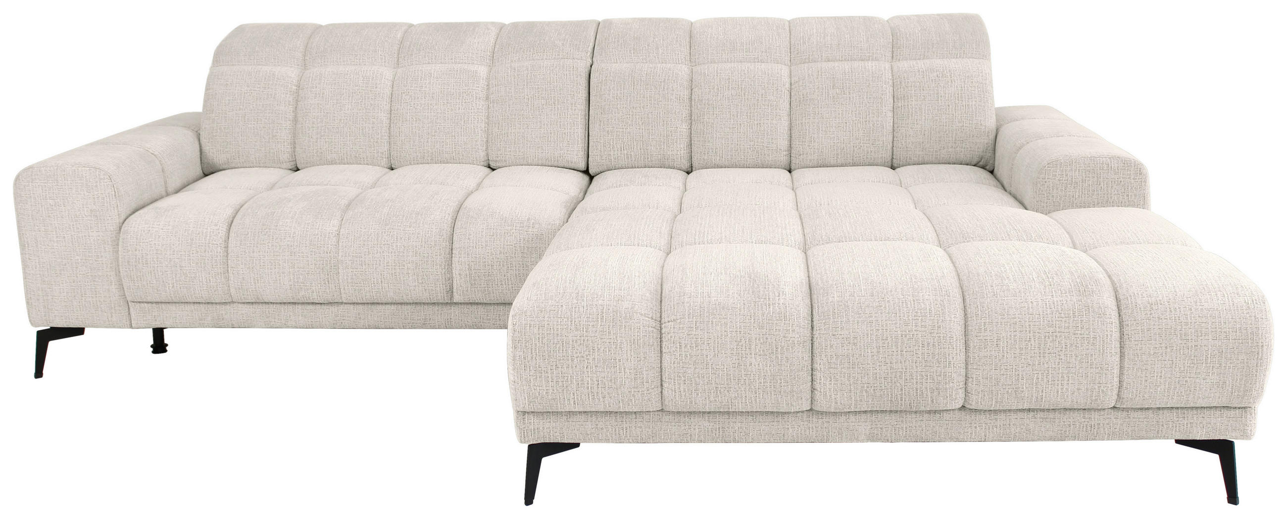 ECKSOFA inkl.Funktionen Perlmutt Chenille  - Perlmutt/Schwarz, MODERN, Textil/Metall (300/195cm) - Xora