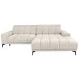 ECKSOFA inkl.Funktionen Perlmutt Chenille  - Perlmutt/Schwarz, MODERN, Textil/Metall (300/195cm) - Xora