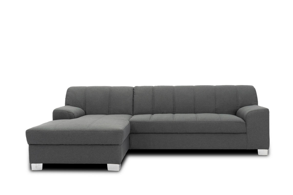 ECKSOFA CAPRI Grau Struktur  - Chromfarben/Grau, KONVENTIONELL, Textil/Metall (152/239cm) - MID.YOU