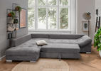 ECKSOFA Grau Cord  - Silberfarben/Grau, Design, Holz/Textil (202/298cm) - MID.YOU